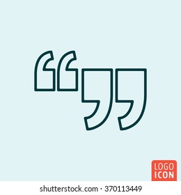 Comma quote Icon logo line flat design. Vector illustration.