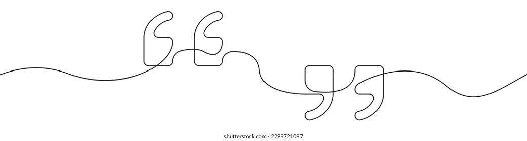 Comma, quote sign line continuous drawing vector. One line Comma, quote vector background. Comma, quote icon. Continuous outline of Comma, quote. Linear Commas, quotes design.