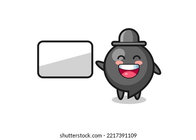 comma symbol cartoon illustration doing a presentation , cute design
