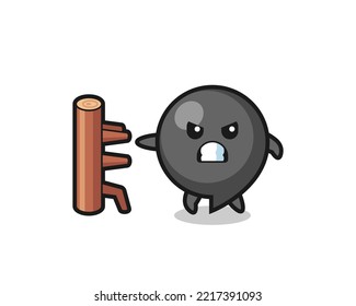 comma symbol cartoon illustration as a karate fighter , cute design