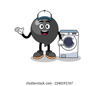 comma symbol illustration as a laundry man , character design