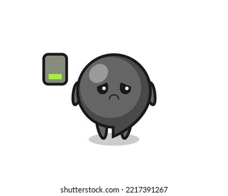 comma symbol mascot character doing a tired gesture , cute design