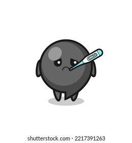 comma symbol mascot character with fever condition , cute design
