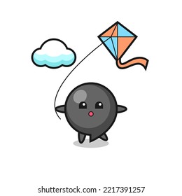 comma symbol mascot illustration is playing kite , cute design