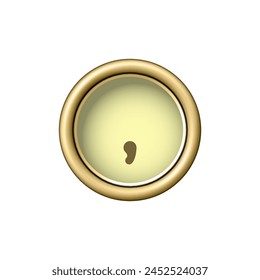 Comma symbol. Vintage golden typewriter button isolated on white background