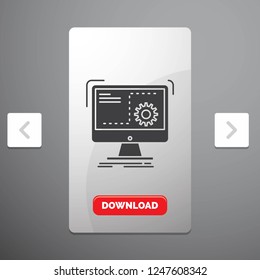 Command, computer, function, process, progress Glyph Icon in Carousal Pagination Slider Design and Red Download Button