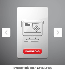 Command, computer, function, process, progress Line Icon in Carousal Pagination Slider Design & Red Download Button