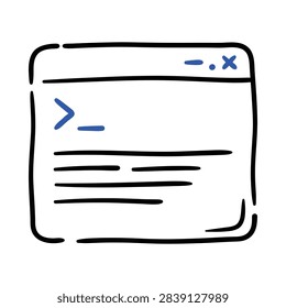 Command console terminal saas tech blue and black doodle icon