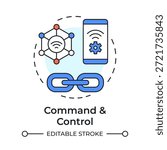 Command and control multi color concept icon. Remote configuration, network management. Round shape line illustration. Abstract idea. Graphic design. Easy to use in brochure, booklet