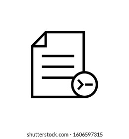 Command document file page icon in outline style on white background, Vector icon