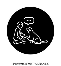 Command give a paw color line icon. Dog training. Animal education. 