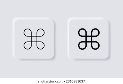 Command icon cmd symbol. Command key modifier icons - 3D vector neumorphism buttons neumorphic design