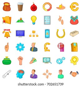 Command icons set. Cartoon style of 36 command vector icons for web isolated on white background