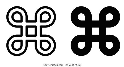 Command key vector icon in outline and solid style. Editable stroke.