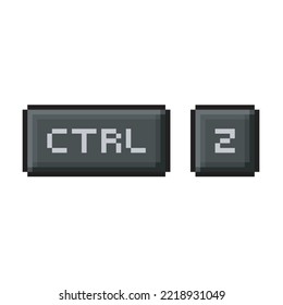 Command keys on computer, ctrl z commands, pixel art illustration