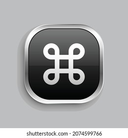 command line icon design. Glossy Button style rounded rectangle isolated on gray background. Vector illustration