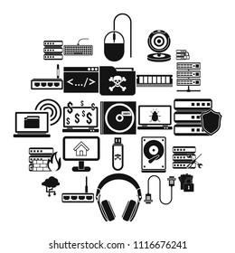 Command line icons set. Simple set of 25 command line vector icons for web isolated on white background