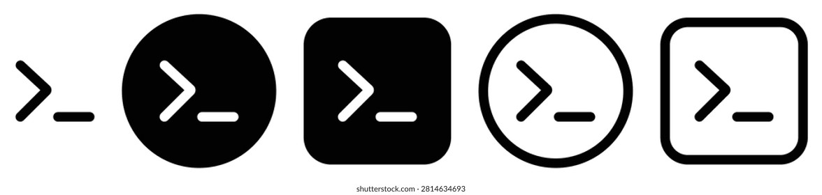 Command, prompt, CLI, console and shell icons for terminal, developers, coding tools and software interfaces.