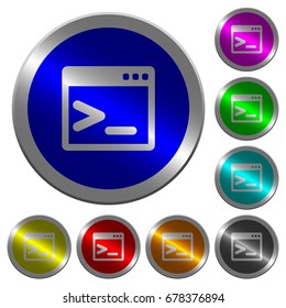 Command prompt icons on round luminous coin-like color steel buttons