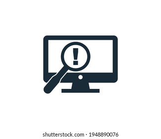 Command Sign Screen and Magnifying Glass Icon Vector Logo Template Illustration Design