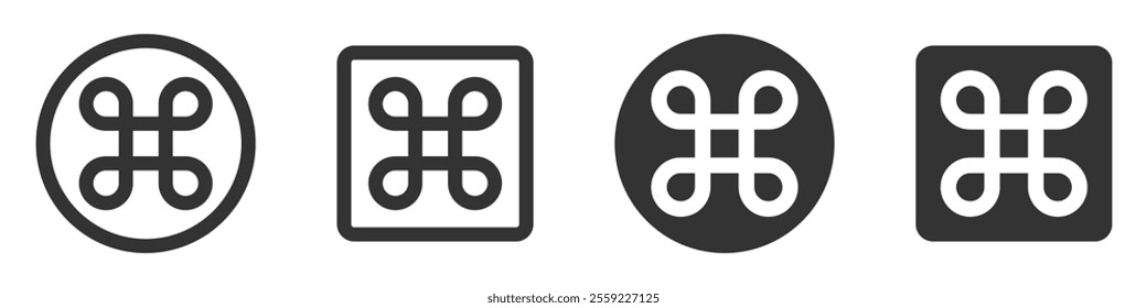 Command symbols displayed in circular and square designs