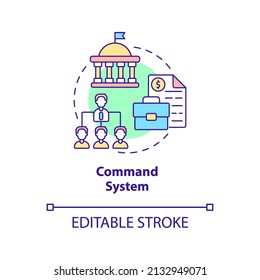 Command System Concept Icon. Planned Economy. Economic Systems Types Abstract Idea Thin Line Illustration. Isolated Outline Drawing. Editable Stroke. Arial, Myriad Pro-Bold Fonts Used