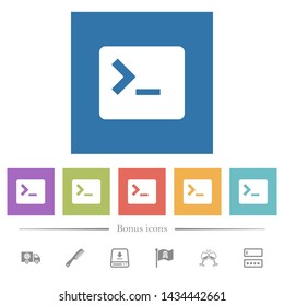 Command Terminal Flat White Icons Square Stock Vector (Royalty Free ...