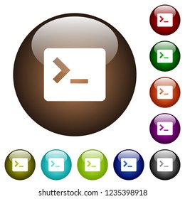 Command terminal white icons on round color glass buttons