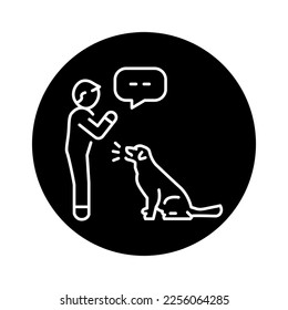 Command voice color line icon. Dog training. Animal education. 