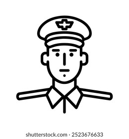 commandant icon or modern line symbol. Vector line art and icon design with bold outline. Black and white Pixel Perfect minimalistic symbol isolated white background. Silhouette simple thin sign
