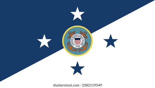 Commandant of the United States Coast Guard Flag Vector Illustration Premium Quality