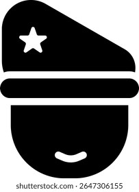 design de estilo de glifo de ícone de boina comandante