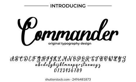 Commander Font Stylish brush painted an uppercase vector letters, alphabet, typeface