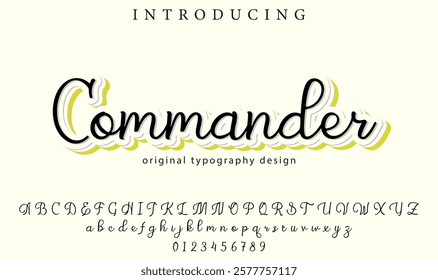 Commander Font Stylish brush painted an uppercase vector letters, alphabet, typeface