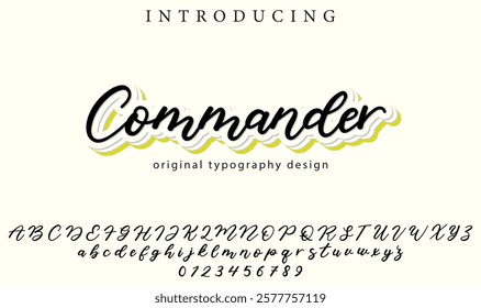 Commander Font Stylish brush painted an uppercase vector letters, alphabet, typeface