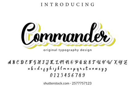 Commander Font Stylish brush painted an uppercase vector letters, alphabet, typeface