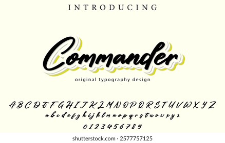 Commander Font Stylish brush painted an uppercase vector letters, alphabet, typeface
