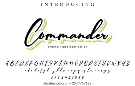 Commander Font Stylish brush painted an uppercase vector letters, alphabet, typeface