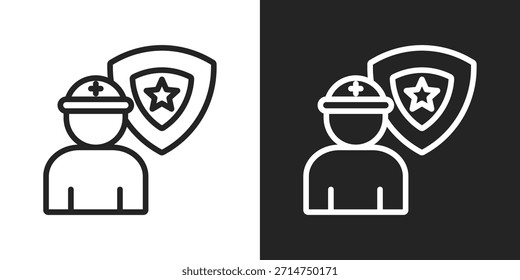 Icono De Comandante En Estilo De Línea En Blanco Y Negro