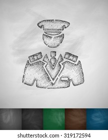 commander icon. Hand drawn vector illustration. Chalkboard Design
