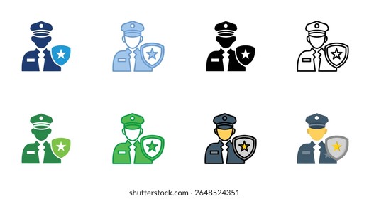 Coleção de estilos múltiplos de definição de vetor de ícones Commander