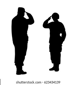 Commander And Soldier Salute Each Other
