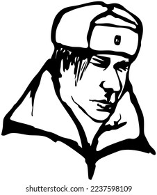 El comandante en uniforme de invierno, esbozo lineal