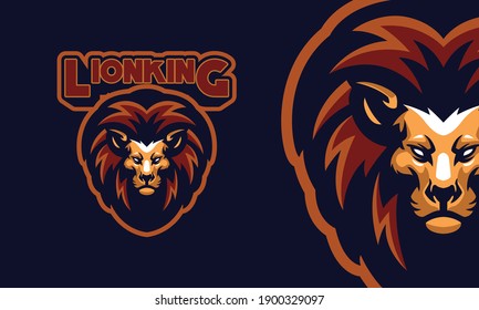 commanding a lion's head sports logo mascot illustration