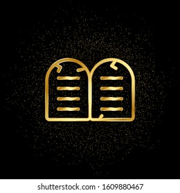 Commandment gold icon. Vector illustration of golden particle background.. Spiritual concept vector illustration