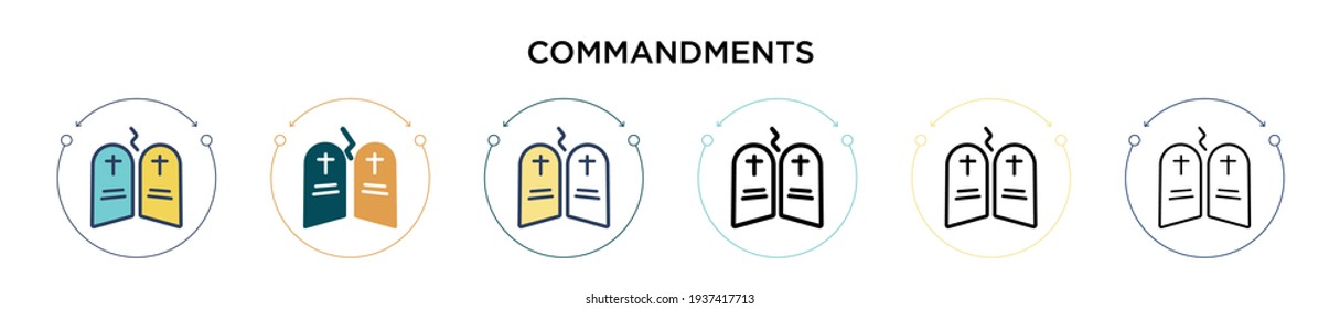 Commandments icon in filled, thin line, outline and stroke style. Vector illustration of two colored and black commandments vector icons designs can be used for mobile, ui, web