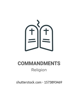 Commandments outline vector icon. Thin line black commandments icon, flat vector simple element illustration from editable religion concept isolated on white background