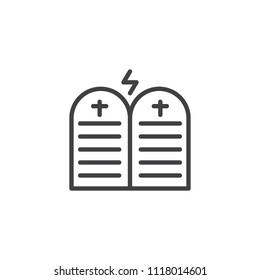 Commandments Stones outline icon. linear style sign for mobile concept and web design. Tablets of the Covenant simple line vector icon. Symbol, logo illustration. Pixel perfect vector graphics