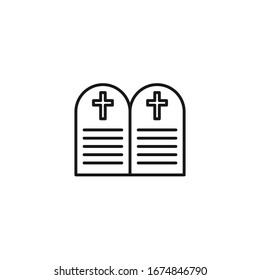 Commandments Stones outline icon. linear style sign for mobile concept and web design. Tablets of the Covenant simple line vector icon. Symbol, logo illustration. Pixel perfect vector graphics