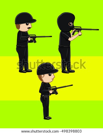 Commando and Masked Agent with Guns